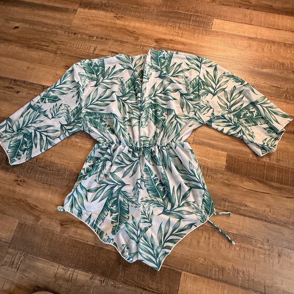 SHEIN Jumpsuit Green/white Floral Sheer NWOT Sz Small Nautical Resort - Picture 5 of 7